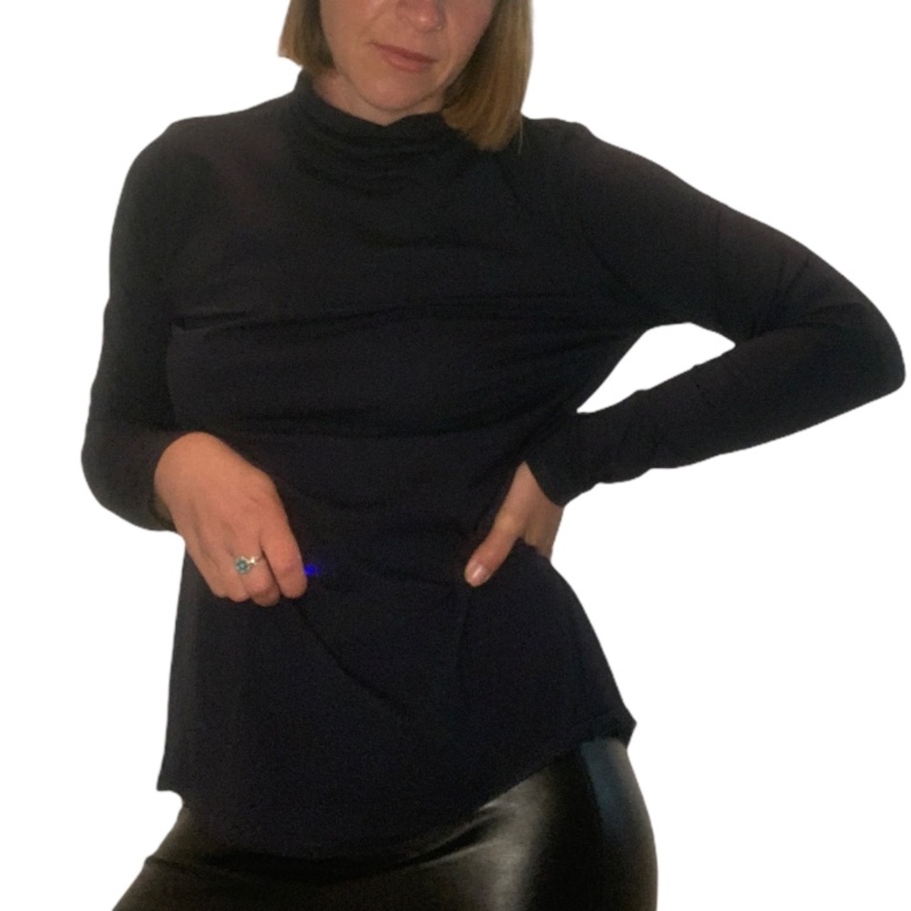 J. Jill Luxe Supima Shirtail Turtleneck, Navy, NWT